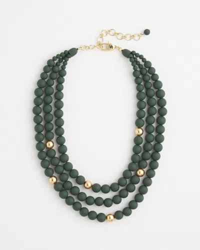 Chico's Green Beaded Bib Necklace |