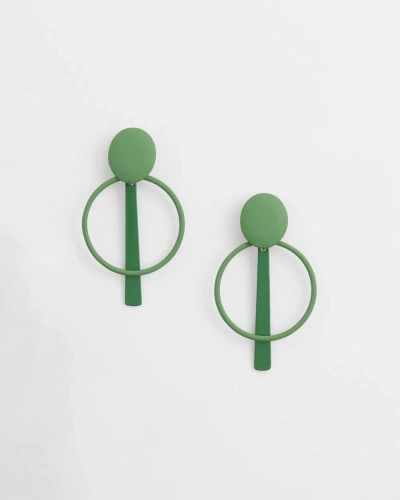Chico's Green Clip-on Drop Hoop Earring |  In Verdant Green