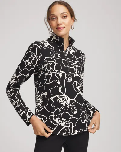 Chico's Half-zip Mockneck Top In Black