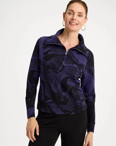 Chico's Half-zip Pullover Top In Purple In Midnight Violet