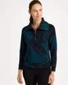 Chico's Half-zip Pullover Top In Teal Shadow In Teal Shadow