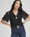 Chico's Handmade Applique V-day Tee In Black Size 16/18 |  In Black