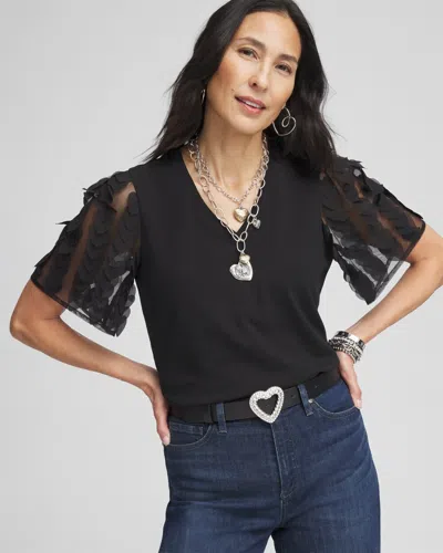 Chico's Handmade Applique V-day Tee In Black Size 16/18 |