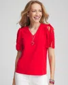 Chico's Handmade Applique V-day Tee In Size 16/18 |  In Love Letter Red