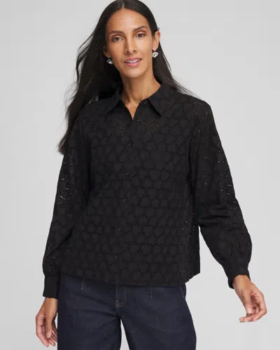 Chico's Heart Eyelet Shirt In Black
