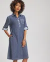 Chico's Hemp-denim Short Dress In Amaya Indigo