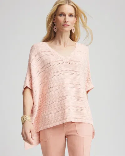 Chico's Hi-lo Hem V-neck Poncho In Pink