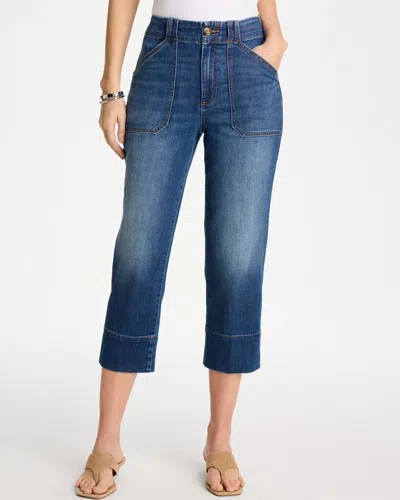 Chico's High Hem Crop Jeans In Suki Indigo In Blue