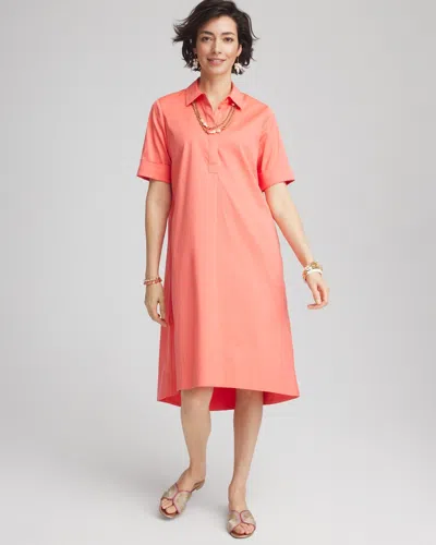 Chico's High-low Hemmed Popover Shirtdress In Melon Mambo Size 16/18 |