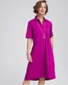 Chico's High-low Hemmed Popover Shirtdress In Purple Size 4/6 |  In Purple Clover