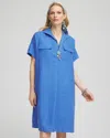 Chico's High-low Linen Shirtdress In Blue Size 20/22 |  In Blue Pearl