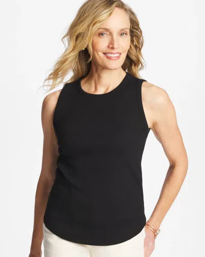 Chico's High Neck Rib Tank In Black
