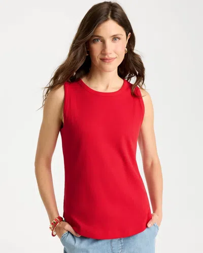 Chico's High Neck Rib Tank In Cherry Lush In Red