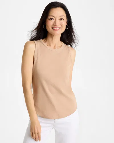 Chico's High Neck Rib Tank In Mocha Mousse In Neutral