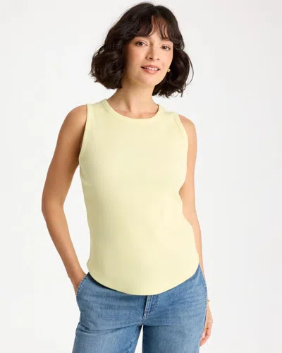 Chico's High Neck Rib Tank In Sage Lime