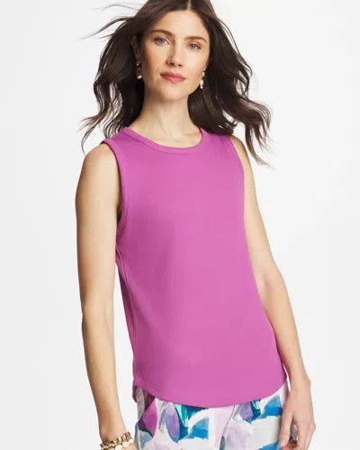 Chico's High Neck Rib Tank In Violet Shadow