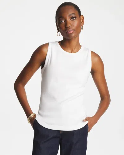 Chico's High Neck Rib Tank In White