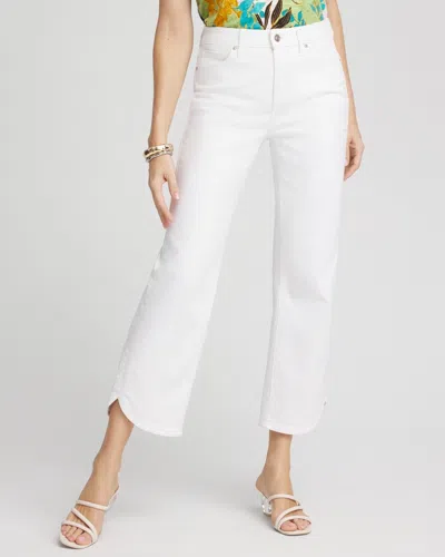 Chico's High Rise Dolphin Hem Straight Cropped Capri Jeans In White Size 16p/18p |