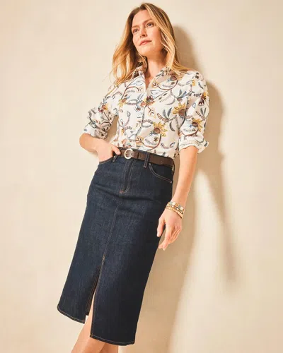 Chico's High-rise Straight Stretch-denim Skirt In Cedar Rinse