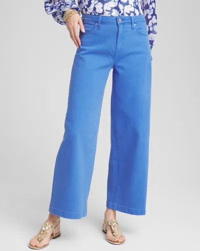 Chico's High-rise Wide Cropped Jeans In Blue Size 18 |  In Blue Pearl