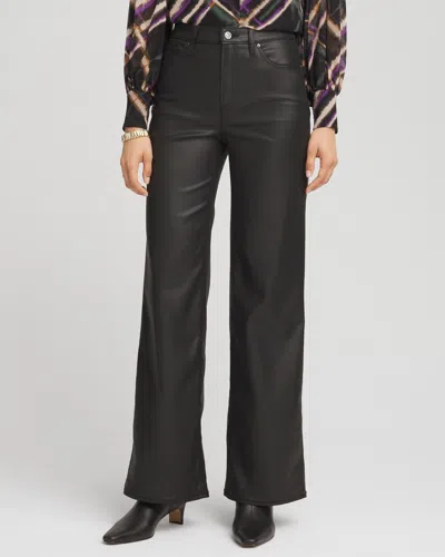 Chico's High Rise Wide Leg Coated Denim Jeans In Black