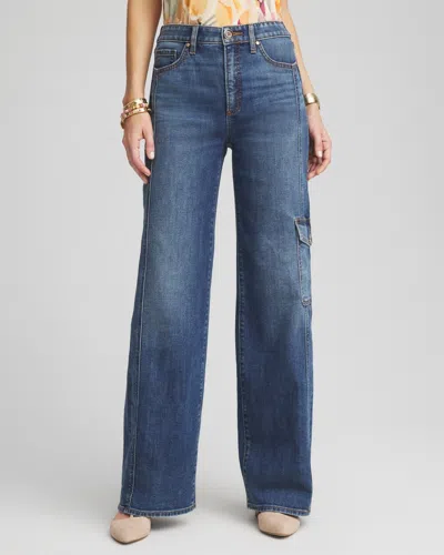 Chico's High-rise Wide-leg Utility Jeans In Coralina Indigo