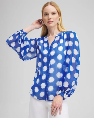 Chico's Ikat Dots Blouse In Intense Azure Size Medium |