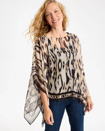 Chico's Ikat Print Poncho In Black