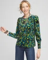 Chico's Ikat Velvet Long Sleeve Tee In Black Size 16/18 |  In Black