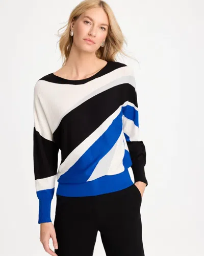 Chico's Intarsia Bateau Dolman Pullover Sweater In White In Ecru
