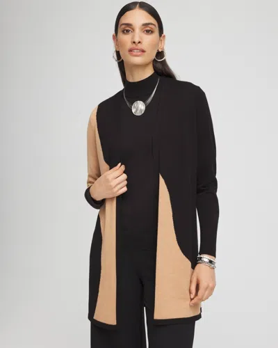 Chico's Intarsia Colorblock Cardigan Sweater In Black Size 16/18 |