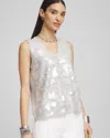 Chico's Iridescent V-neck Sleeveless Tank Top In Denim In Gray