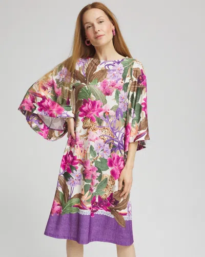 Chico's Island Angel-sleeve Boat Neck Dress In White In Sand