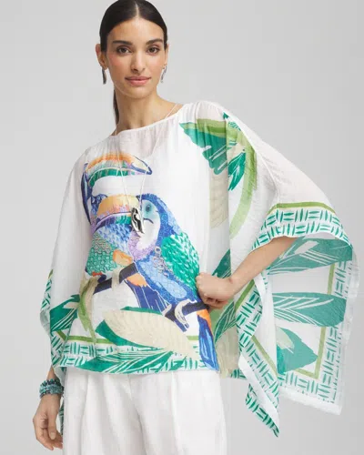 Chico's Island Motif Poncho In White
