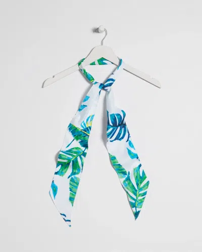 Chico's Island Motif Skinny Scarf In Blue