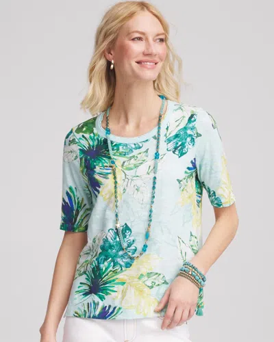 Chico's Island Print Short-sleeve Tee In Blue