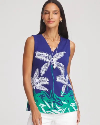 Chico's Island Sleeveless V-neck Tank In Blue