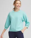 Chico's Jacquard Bubble-sleeve Top In Aquatic Teal Size 12/14 |  Zenergy In Aquatic Teal
