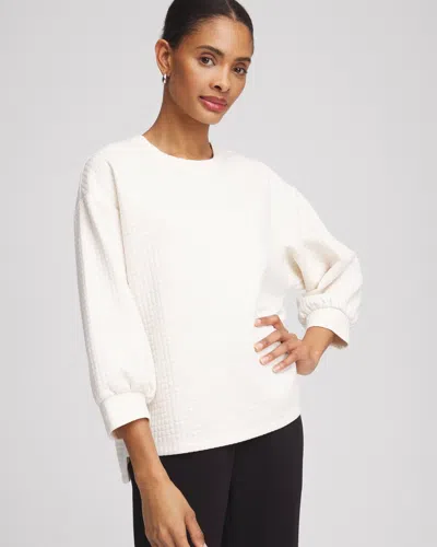 Chico's Jacquard Bubble-sleeve Top In English Cream Size 16/18 |  Zenergy