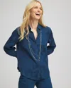 Chico's Jacquard Collared Shirt In Seaport Size 20/22 |  In Seaport