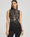 Chico's Jacquard Mockneck Sweater Tank In Black Size 20/22 |  In Black