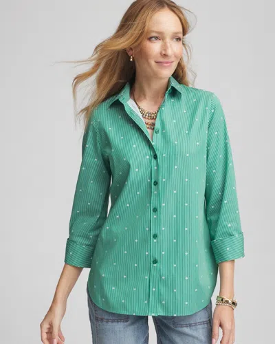 Chico's No Iron™ Dot Stripe Shirt In Ivy League Size Medium |