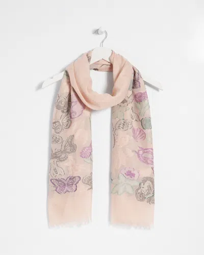 Chico's Jacquard Oblong Scarf In Pink |  In Faded Pink
