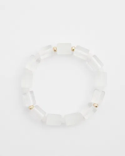 Chico's Jade Barrel Stretch Bracelet |  In White