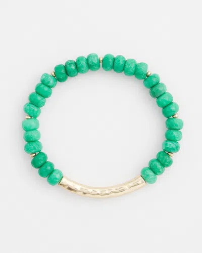 Chico's Jade Bead Bar Stretch Bracelet |  In Green