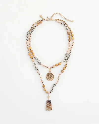 Chico's Jasper Layered Pendant Necklace In Neutral