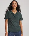 Chico's Jersey Knit Cowlneck Tee In Darkest Spruce In Green