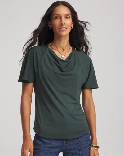 Chico's Jersey Knit Cowlneck Tee In Darkest Spruce In Green
