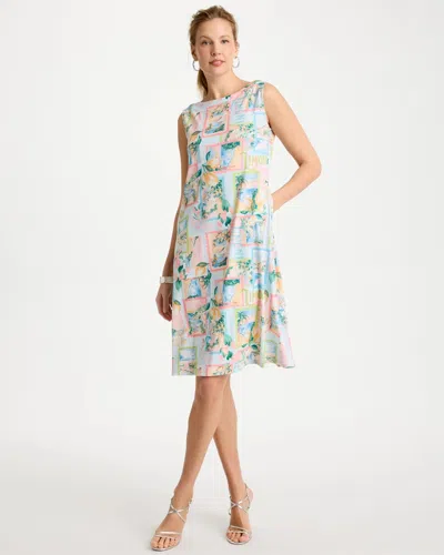 Chico's Jersey Knit Positano Shift Dress In Bondi Blue