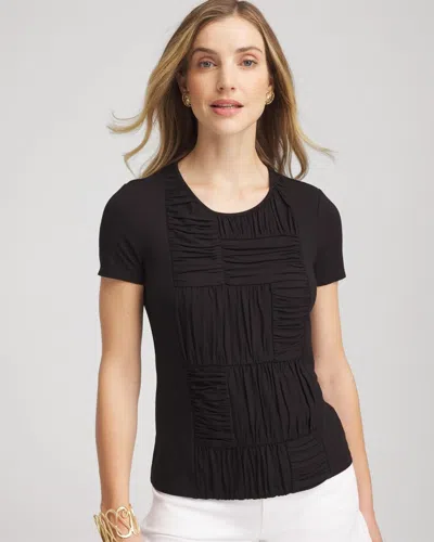 Chico's Jersey Knit Ruched Front Tee In Black